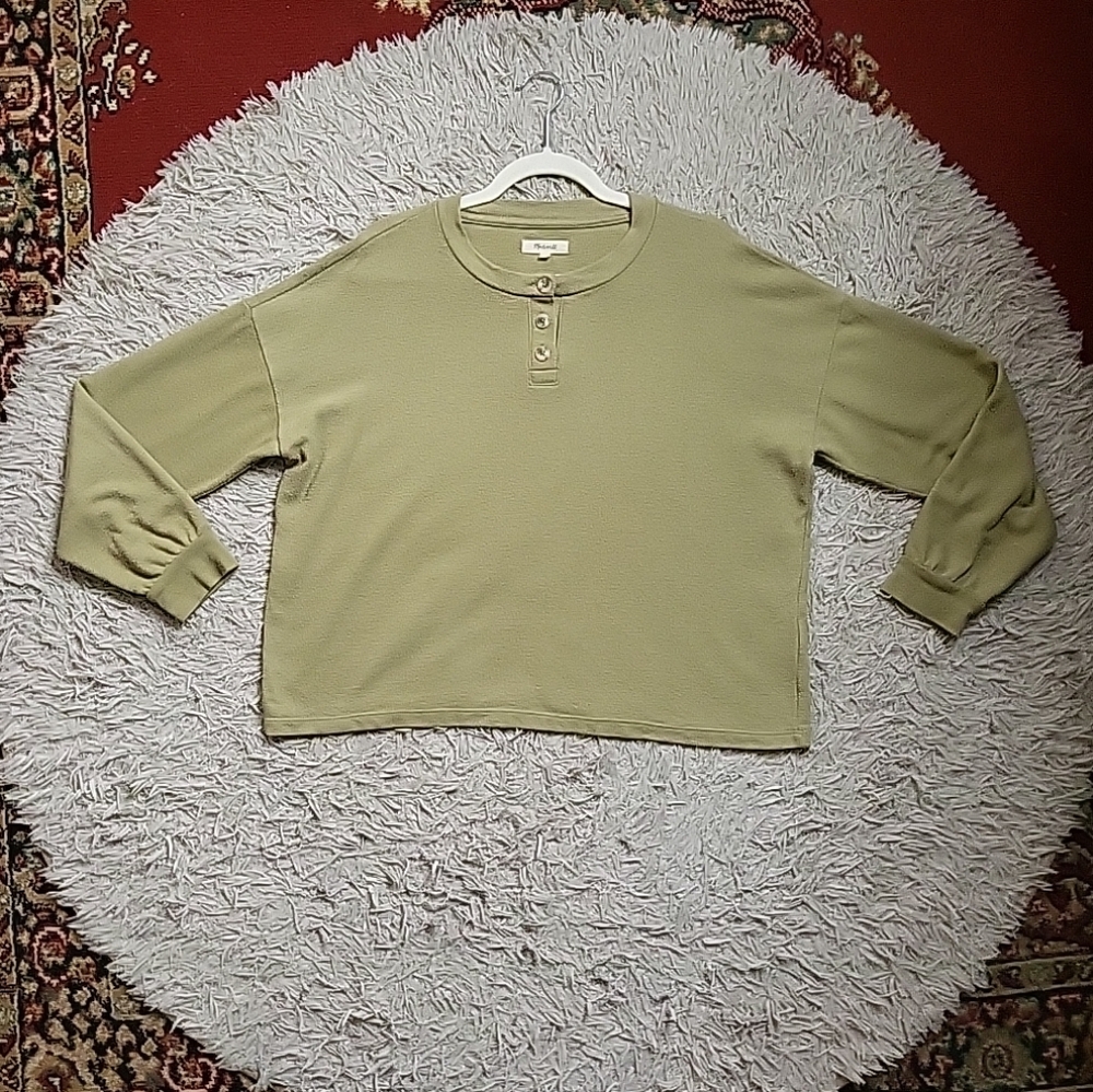 Womens Madewell Sweater Top Slouchy Casual Relaxed Pea Green Size M Medium ✨️💫